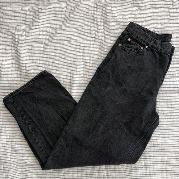 Weekday “Rail” Black Jeans – Mid Rise, Loose Fit, Wide Leg - Picture 4 of 5
